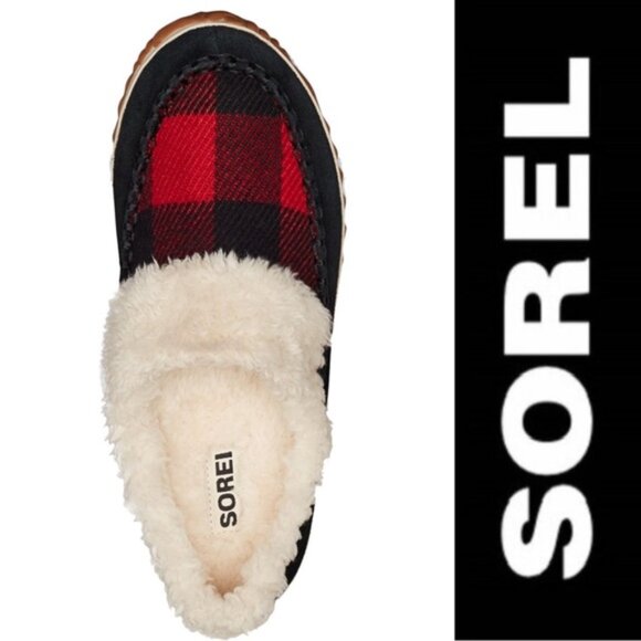 Sorel Shoes - Sorel | Red and Black Plaid Out 'N About Slide Slippers | Size 8.5